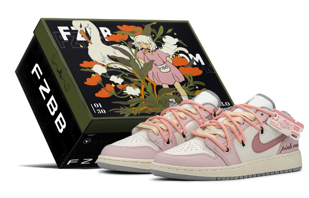 Jordan Air Jordan 1 Low FZBB Vintage Basketball Shoes GS Pink Beige