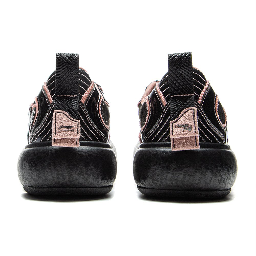 LiNing Puff Platform Coverage Cushioning Low-Top Skateboard Shoes Women's Black Pink