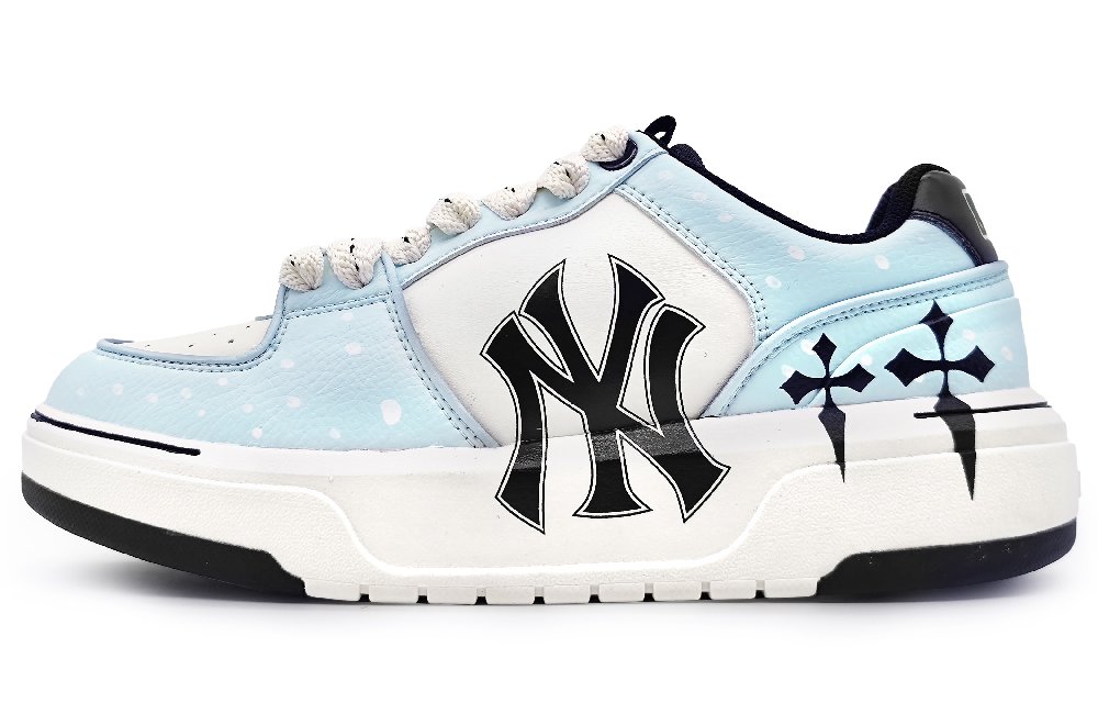 MLB Chunky Liner Wear-Resistant Height Increasing Low-Top Skateboard Shoes Unisex Ocean Blue