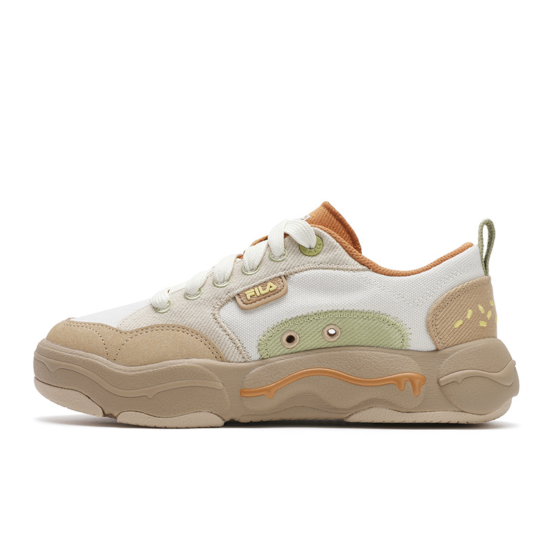 FILA BURGER Hamburger Shoes Low Top Canvas Shoes Women's White Brown