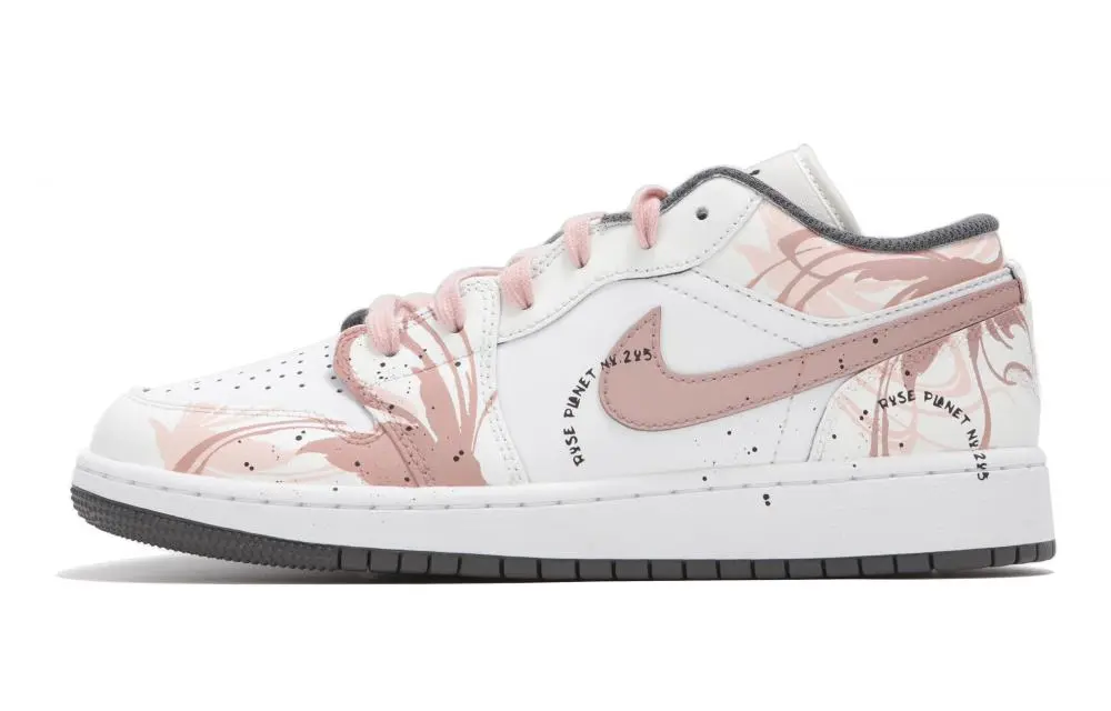 Jordan Air Jordan 1 Abrasion Resistant Low top Vintage Basketball Shoes Unisex White Pink