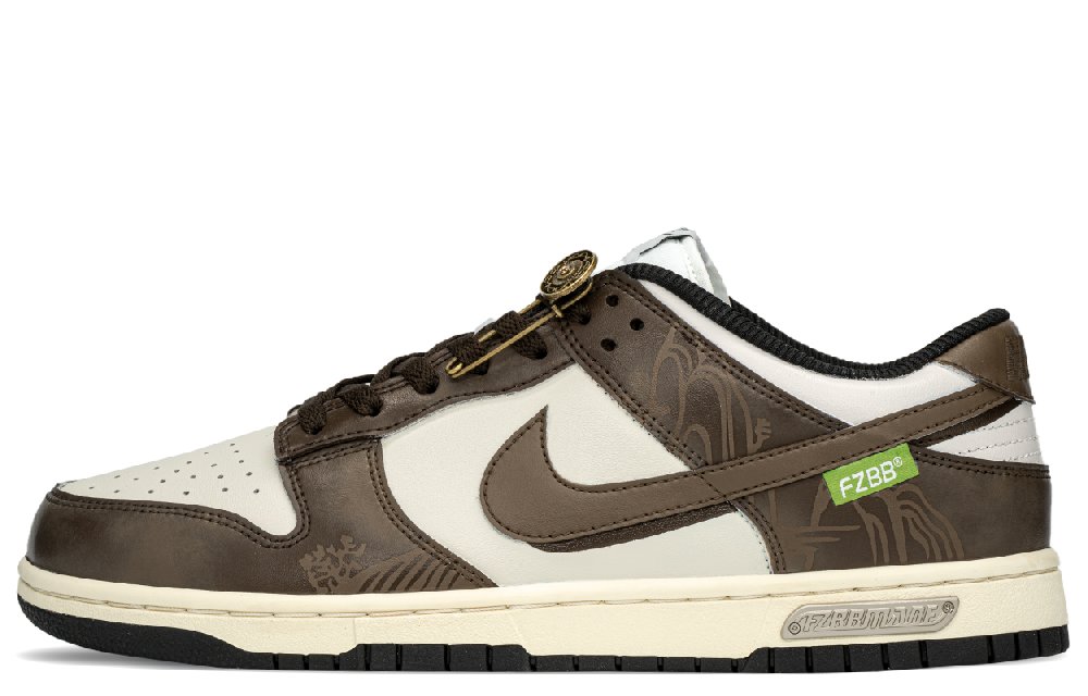 Nike Dunk Anti-Slip And Wear-Resistant Lightweight Height Increasing Low-Top Skateboard Shoes Women's Brown Beige White