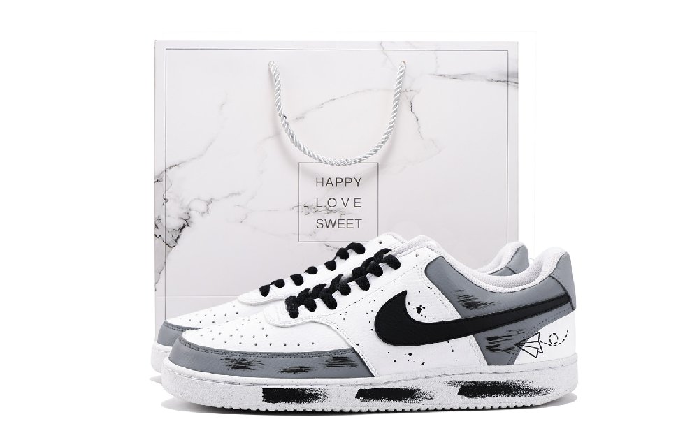 Nike Court Vision 1 Anti Slip Wear Resistant Low Top Skateboard Shoes Men's Gray White