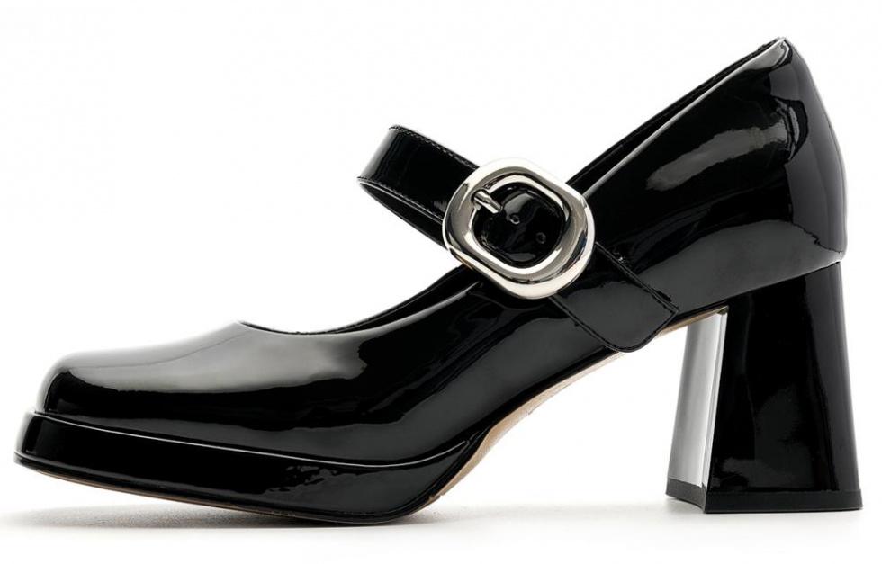 EBLAN Chunky Heel Mary Jane Shoes Women's Black