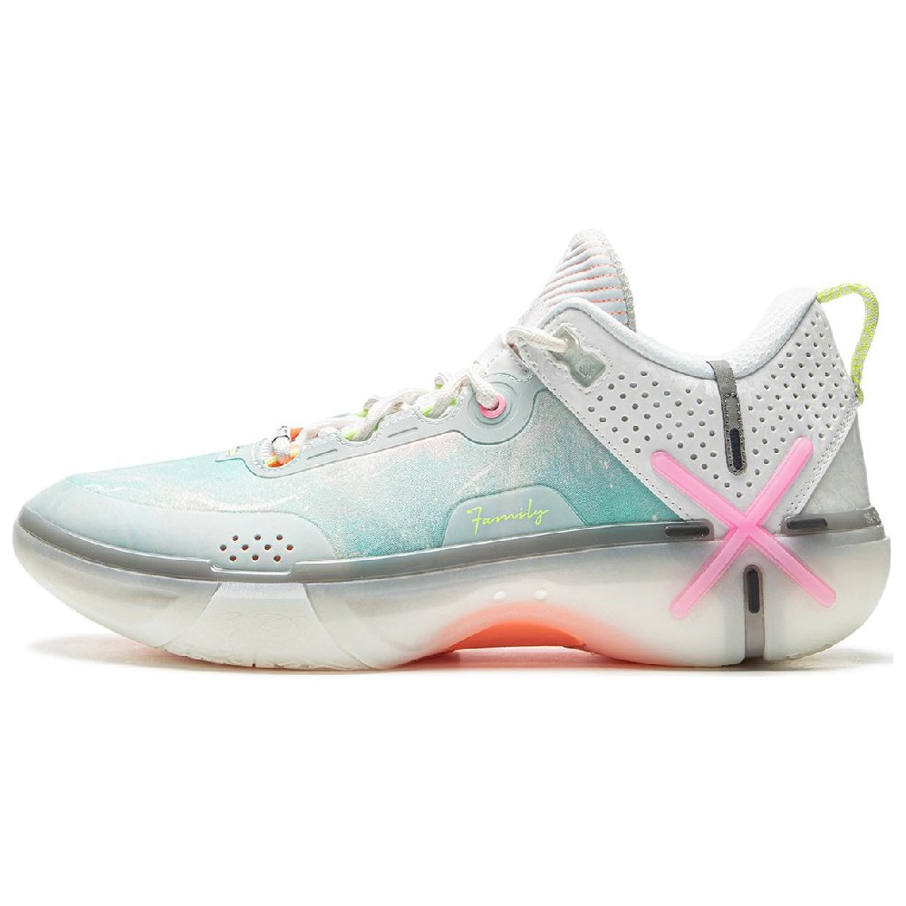 LINING Wode Phantom 6 Basketball Shoes Men's Low top Standard White/Aqua Green/Neon Pink