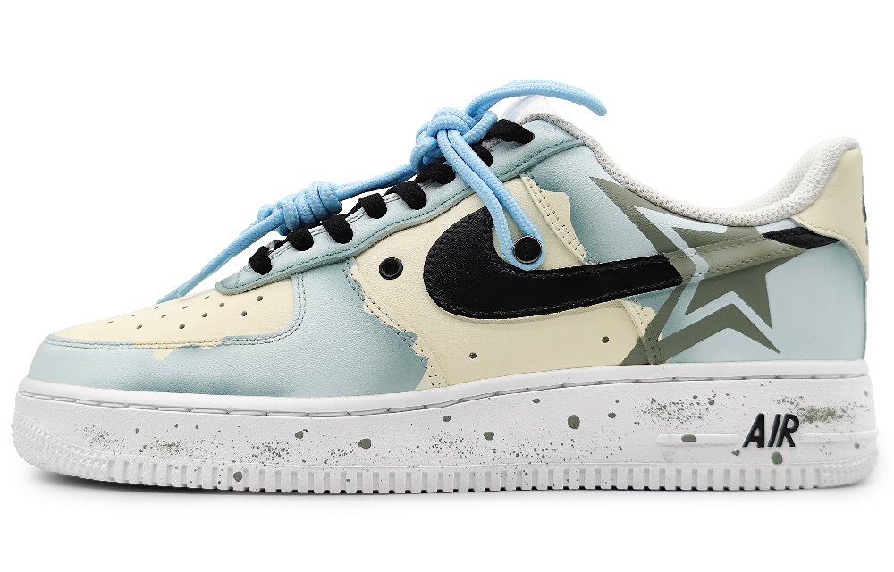 Nike Air Force 1 Coverage Warm Low-Top Skateboard Shoes Men's Blue Yellow