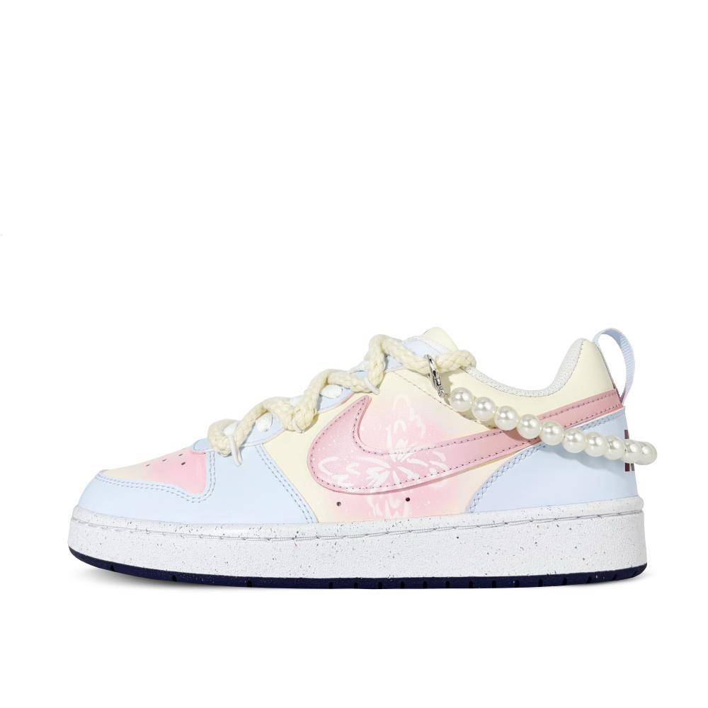 Nike Court Borough Dreamy Butterfly Low-Top Skateboard Shoes GS Blue Pink