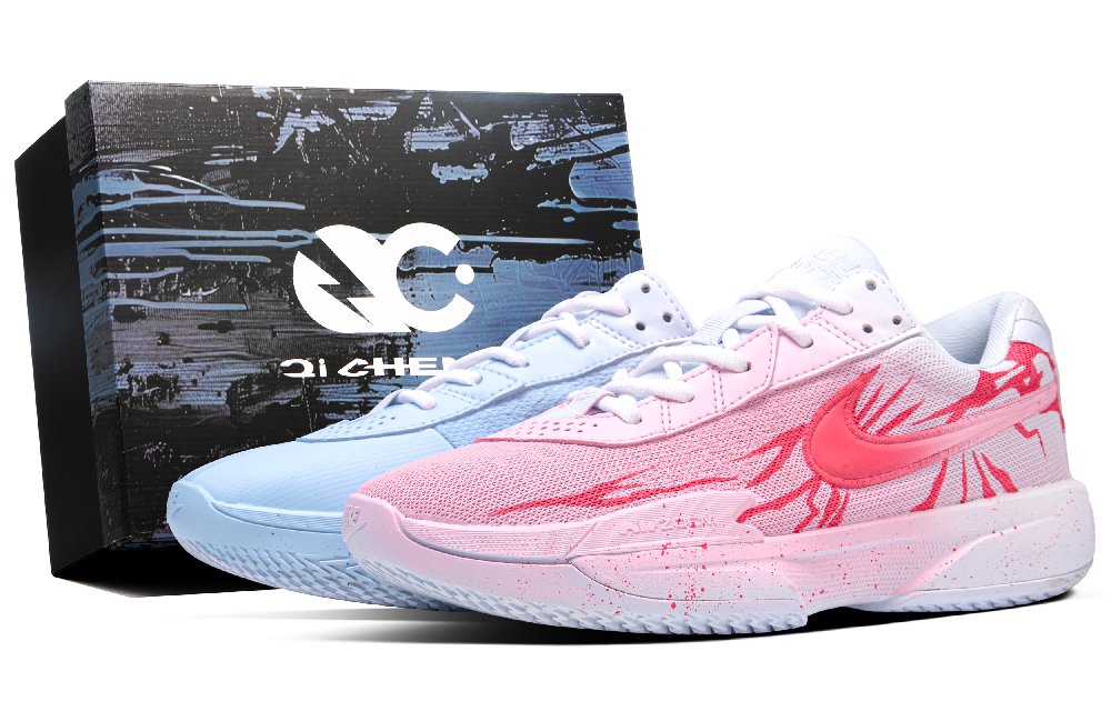 Nike Air Zoom G.T. Cut Academy Pink Blue Warrior, Box Abrasion Resistant Low Top Basketball Shoes Unisex Pink Blue