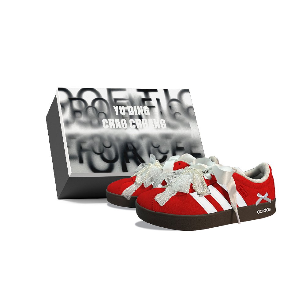 Adidas VL COURT 2.0 YDCC Velour Night Song, Box Cushioning, Wear Resistant Low Top Skateboard Shoes Unisex Red
