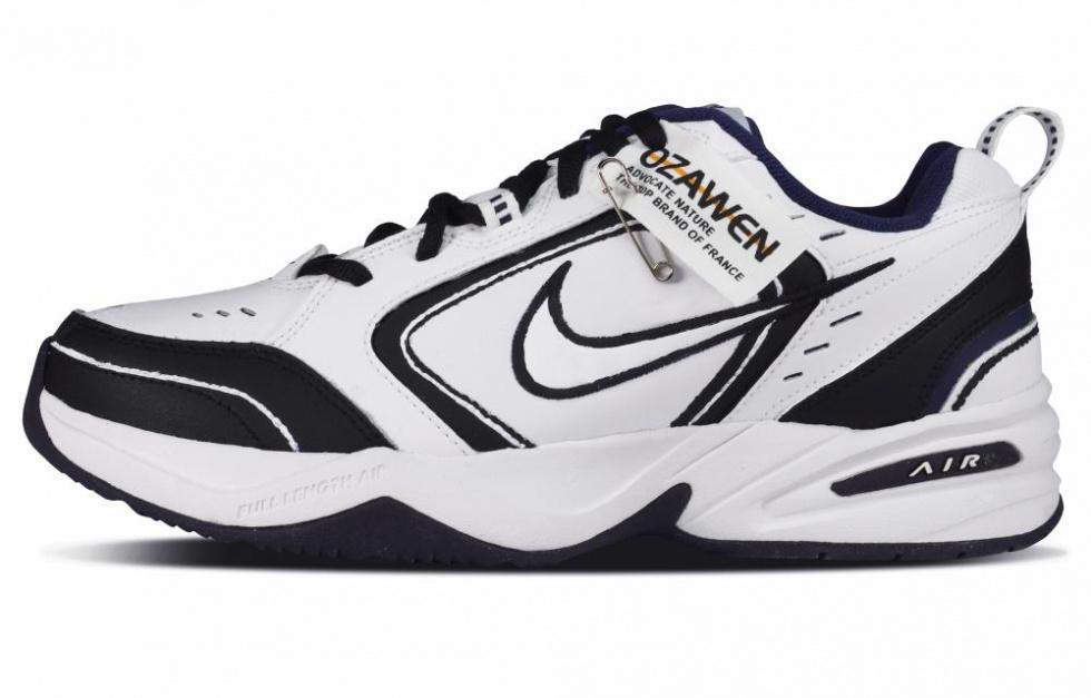 Nike Air Monarch 4 Cushioning Wear-Resistant Balance Low-Top Chunky Sneakers Unisex Black White Blue