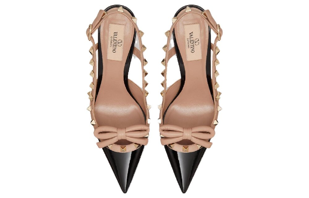Valentino Gravani Rockstud Bow Pointed Toe Pumps