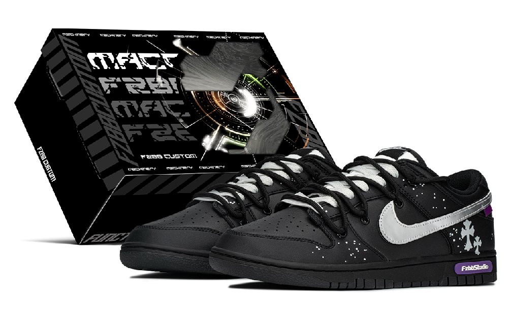 Nike Dunk Anti-Slip And Wear-Resistant Lightweight Height Increasing Low-Top Skateboard Shoes Unisex Black Silver