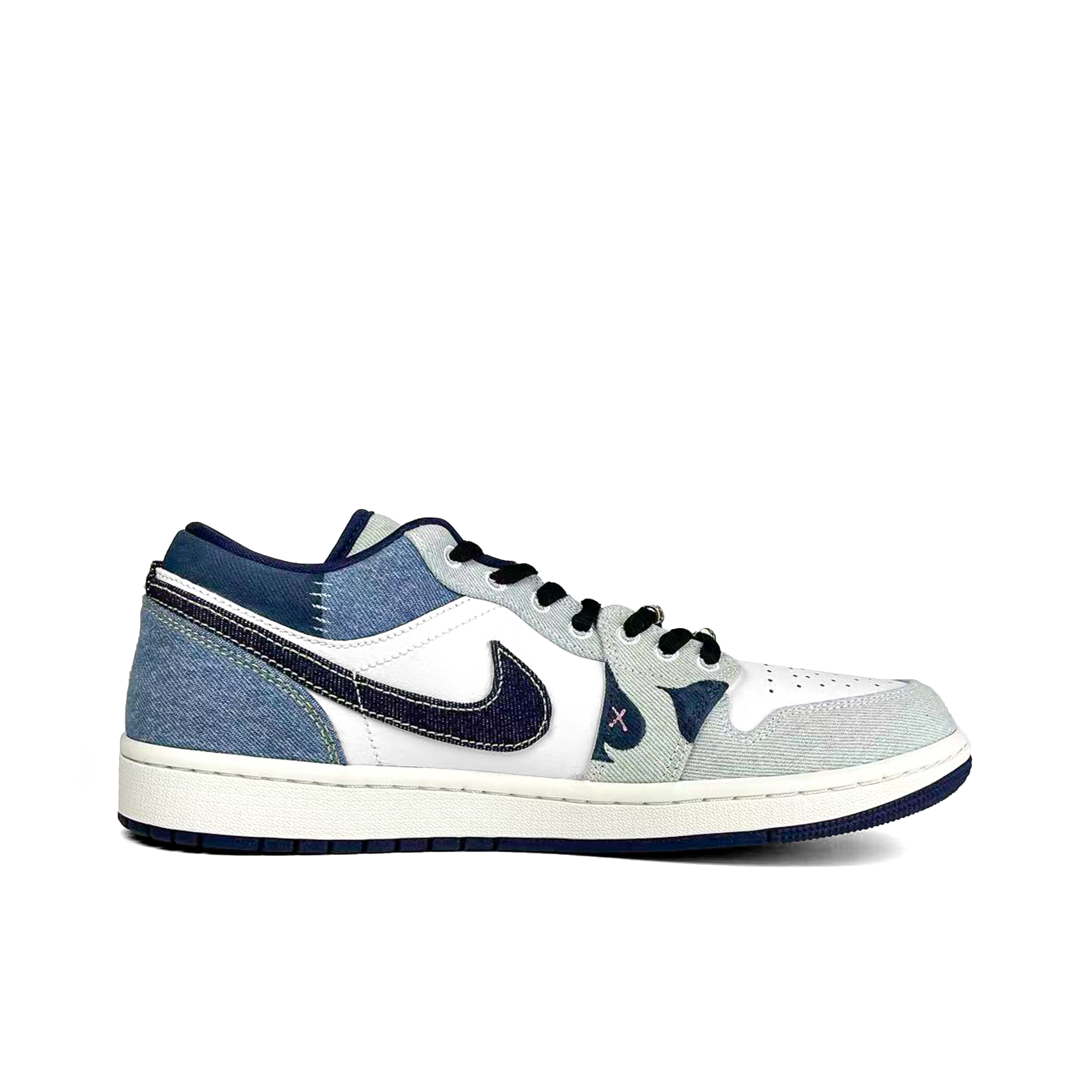 Jordan Air Jordan 1 Abrasion Resistant Coverage Low top Vintage Basketball Shoes Men's White Blue Pink