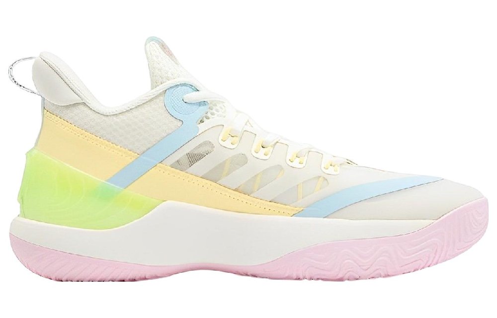 361° AG Glitter AG Sparkling Cushioning Anti-Slip And Wear-Resistant Low-Top Basketball Shoes Men's White Pink Yellow