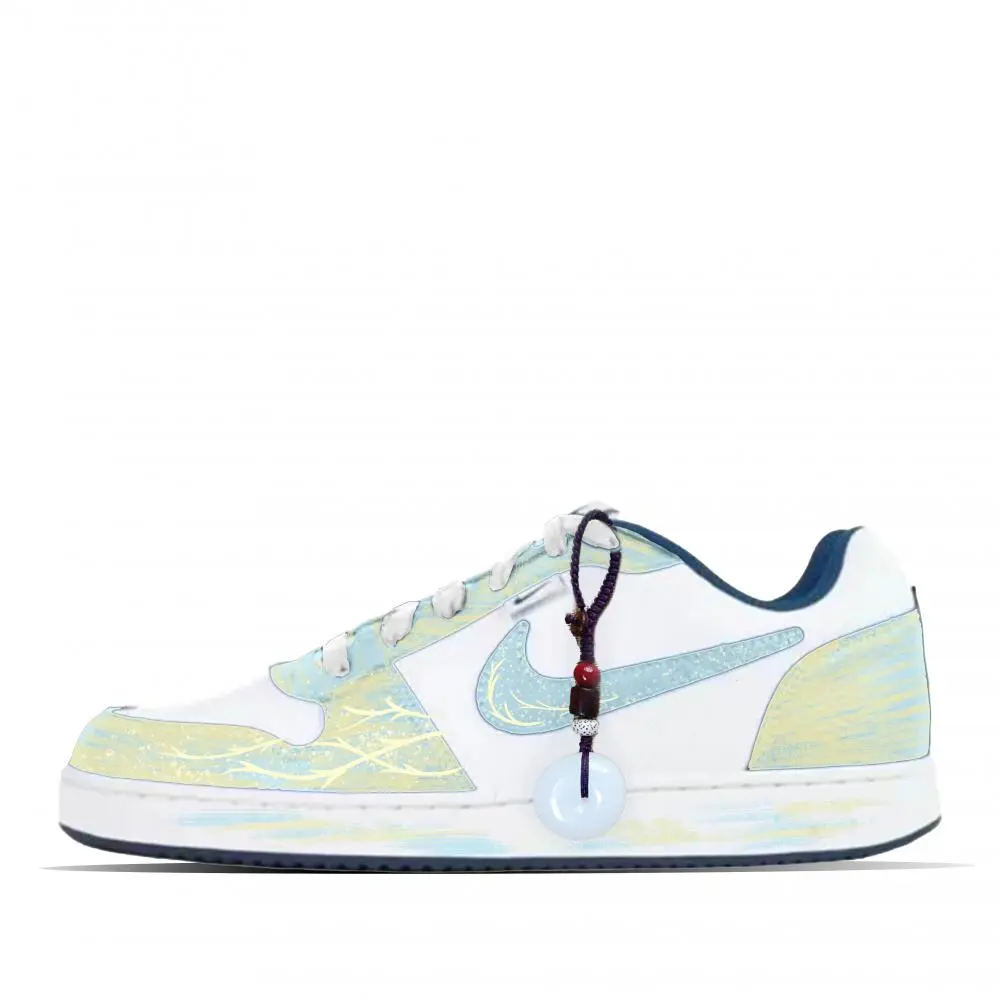 Nike EBERNON Cyan Sky Abrasion Resistant Low top Skateboard Shoes Men's Blue White