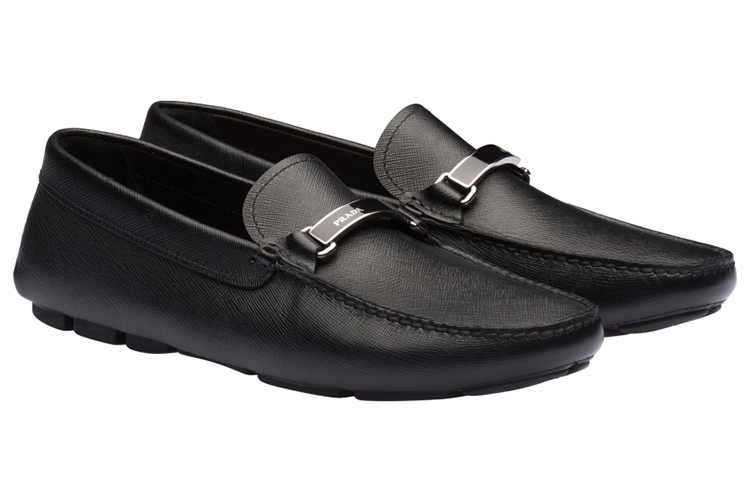 PRADA Logo Plaque Loafers
