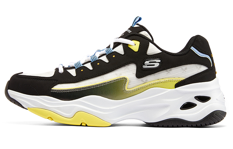 One Piece x Skechers D'LITES 4.0 Low Top Chunky Sneakers Women's Black White Yellow