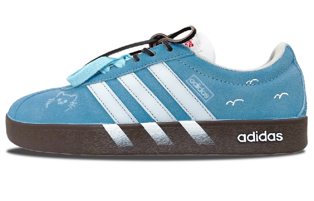 Adidas VL COURT 2.0 Abrasion Resistant Low Top Skateboard Shoes Unisex Blue