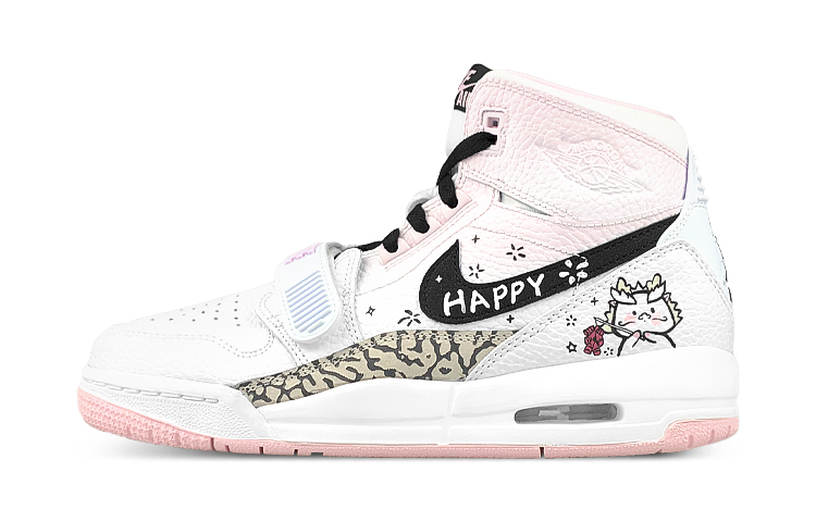 Jordan Legacy 312 High-Top Vintage Basketball Shoes GS White Pink Black