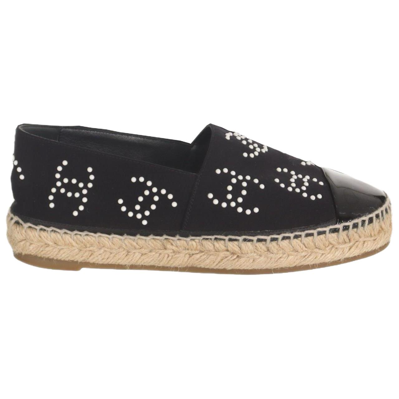 CHANEL 25P Spring Summer Espadrilles Women's Black