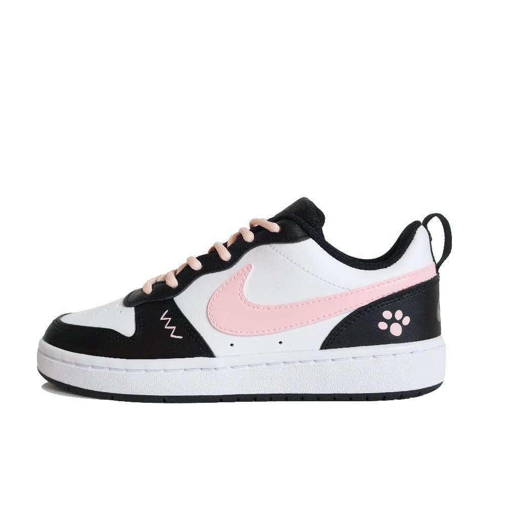 Nike Court Borough Anti-Slip And Wear-Resistant Breathable Low-Top Skateboard Shoes GS Black Pink