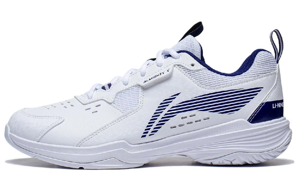 LiNing Ace V Collection Slip Resistant, Abrasion Resistant, Breathable Low top Badminton Shoes Unisex White Blue