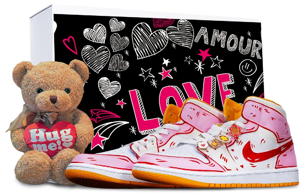 Jordan Air Jordan 1 Mid High Top Vintage Basketball Shoes Women's Pink White