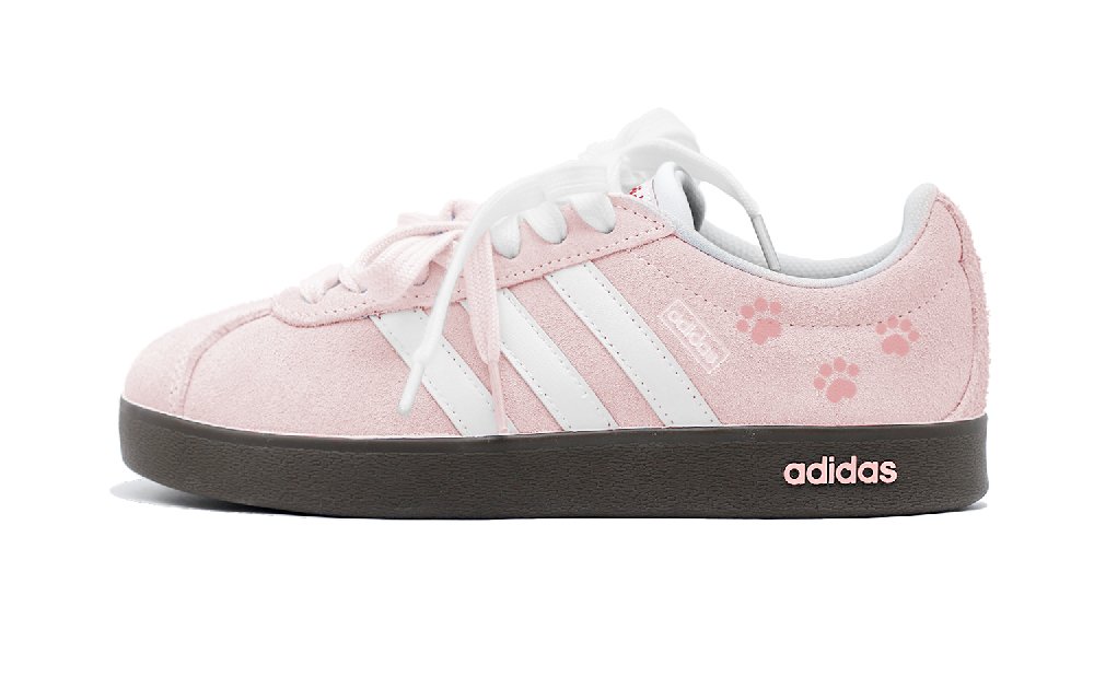 Adidas VL COURT 2.0 Abrasion Resistant Low Top Skateboard Shoes Unisex Pink