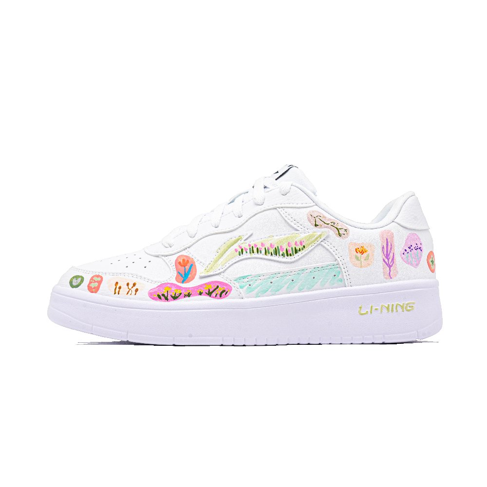 LiNing Pontoon Boats Cushioning, Wear Resistant Low Top Skateboard Shoes Unisex White