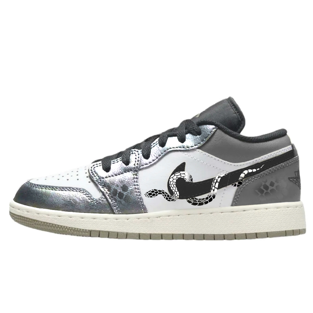 Jordan Air Jordan 1 Low Top Vintage Basketball Shoes Unisex Black Silver