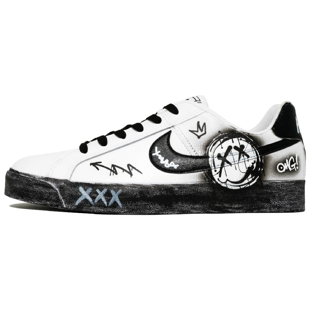 Nike Court Royale Kaleidoscope Smiley Gathering Place Non-slip Lightweight Low-Top Skateboard Shoes Unisex Black White
