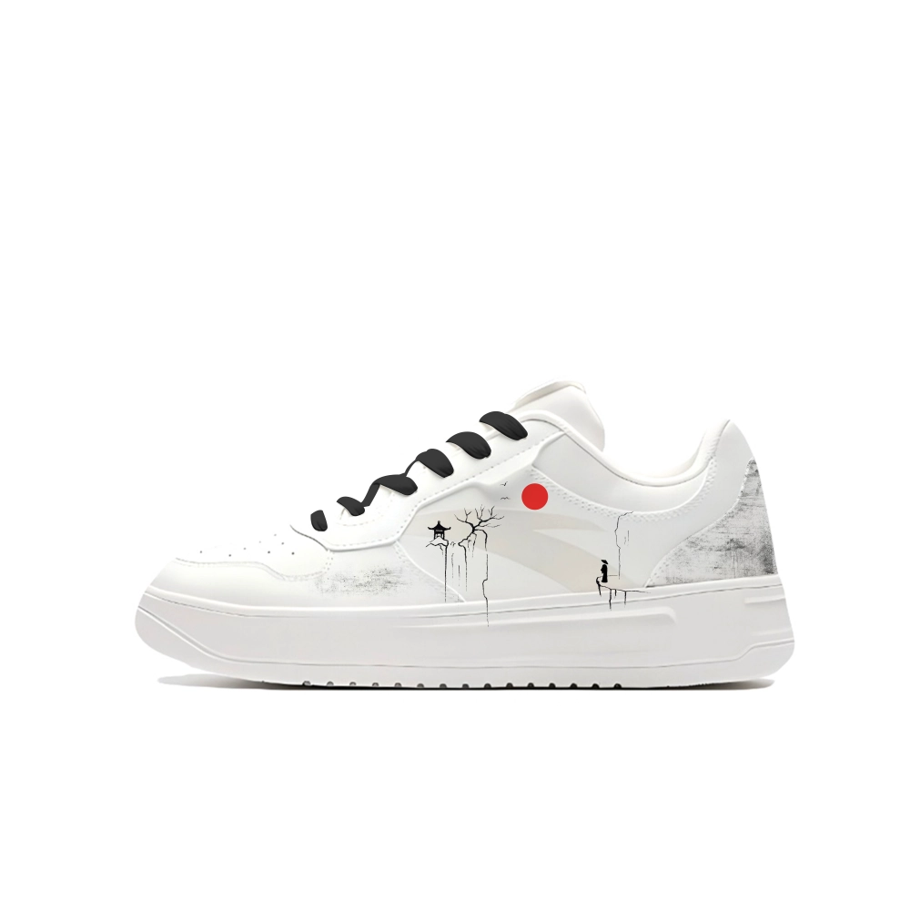 Anta Relaxed Slip Resistant Abrasion Resistant Low top Skateboard Shoes Unisex White