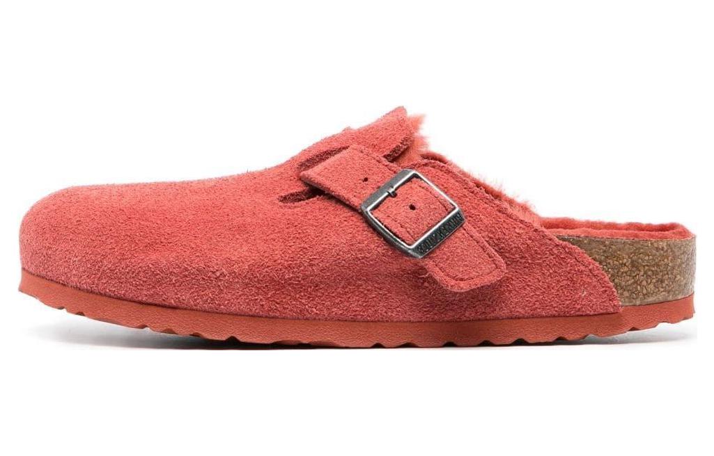 Birkenstock Boston Shearling Suede Leather Narrow Fit 'Sienna Red' Women's