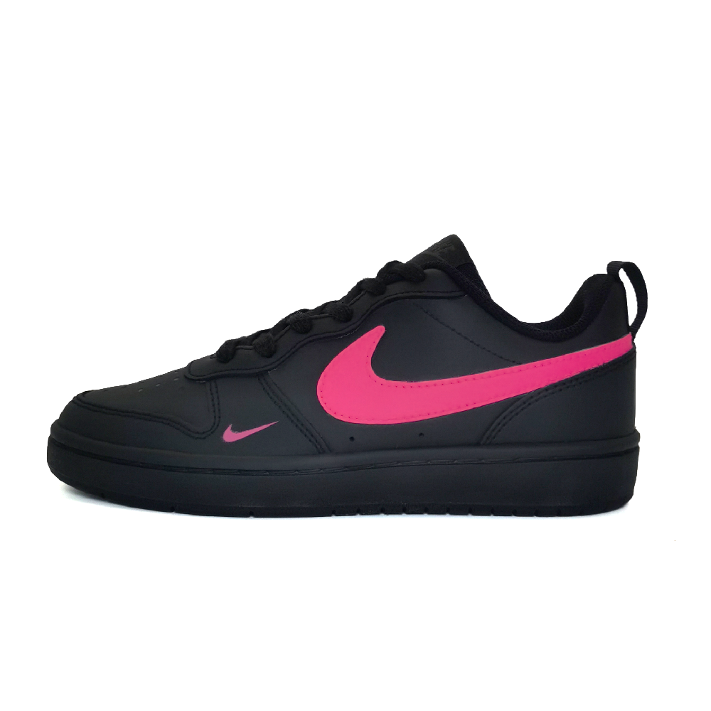Nike Court Borough 2 Anti Slip And Wear Resistant Lightweight Low Top Skateboard Shoes Women's Black Red GS