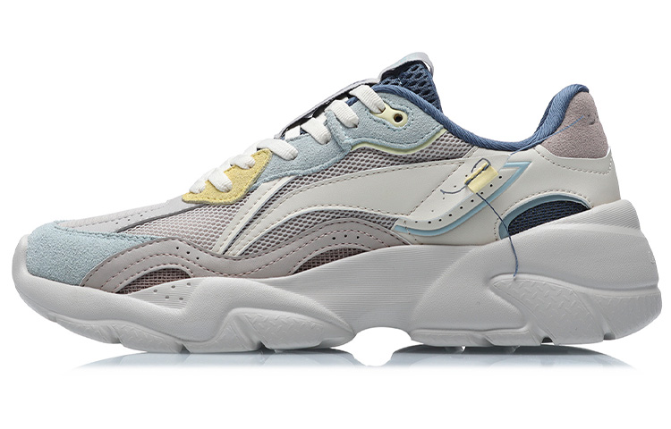 LiNing Low-Top Running Shoes Women's Grey Orchid Yellow Classic Casual