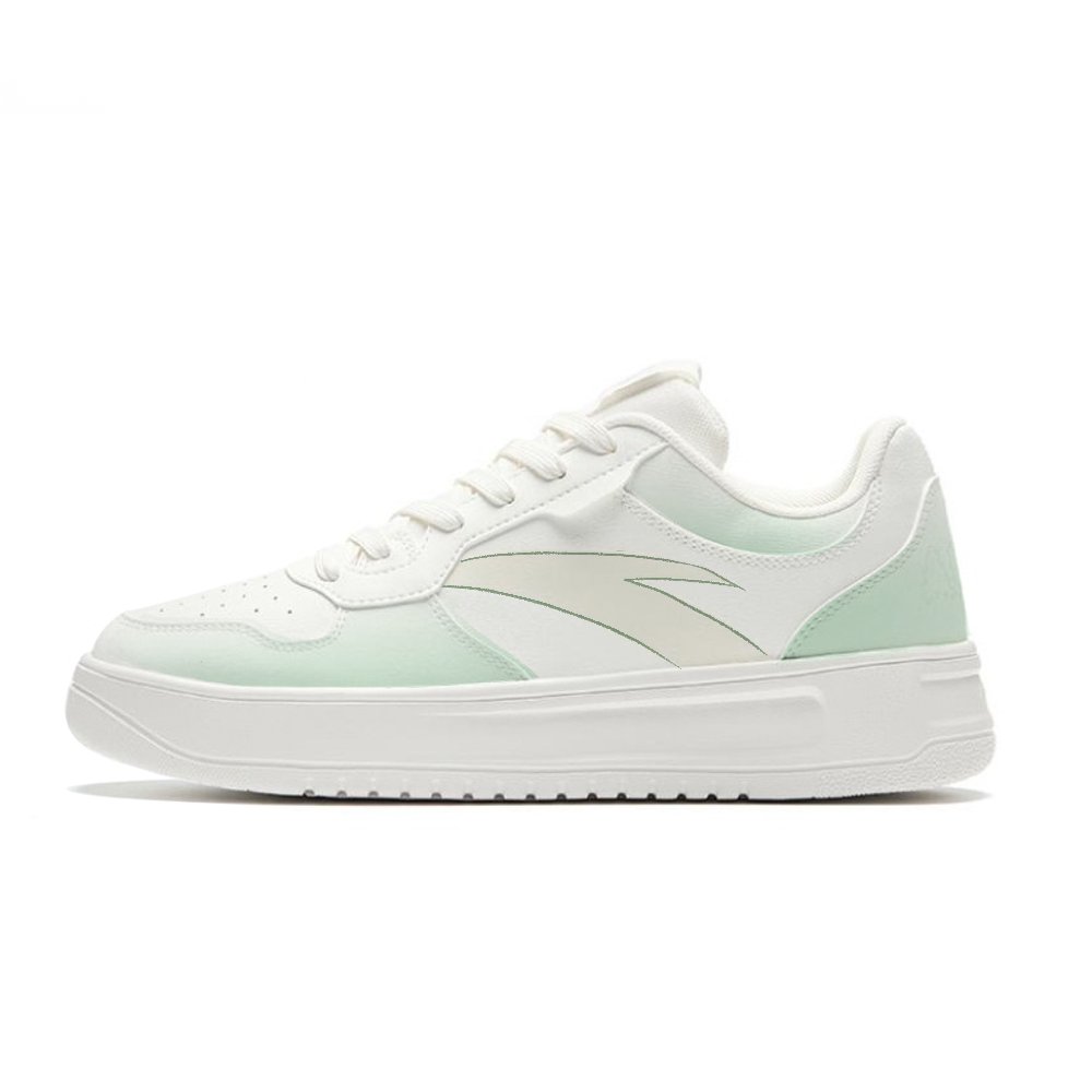 Anta Slip Resistant, Abrasion Resistant, Breathable Low Top Skateboard Shoes Unisex White Green