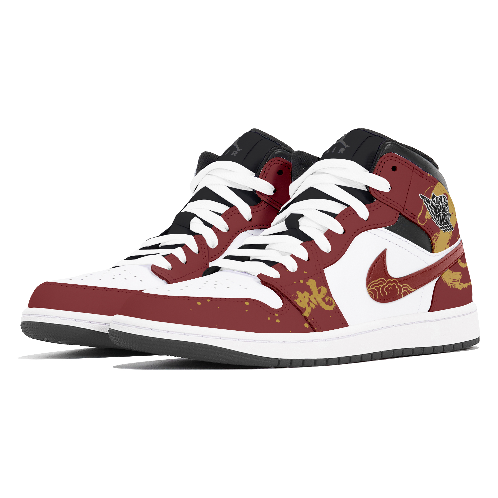 Jordan Air Jordan 1 Abrasion-Resistant Mid-Top Vintage Basketball Shoes Unisex White Red купить в интернет-магазине Yoocart с быстрой доставкой по России.