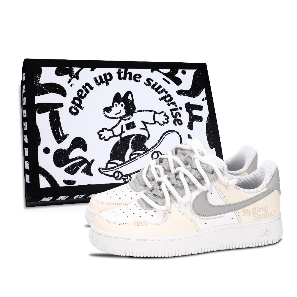 Nike Air Force 1 Gray Tone Life Abrasion Resistant Low Top Skateboard Shoes Unisex Yellow Gray