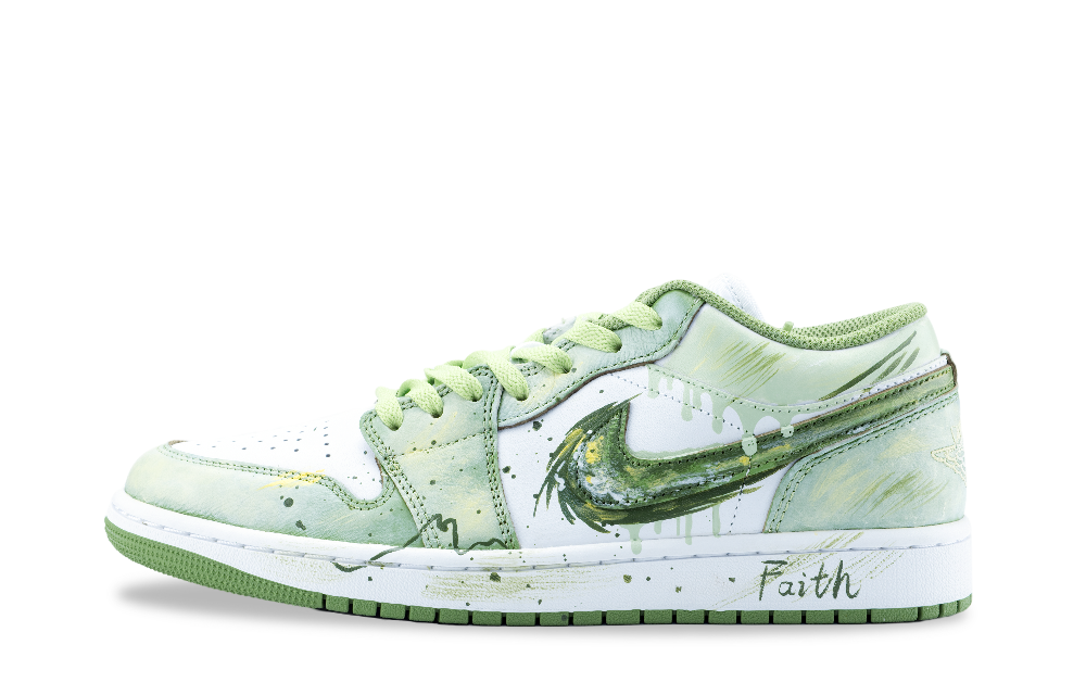 Jordan Air Jordan 1 Anti Slip Wear Resistant Low Top Vintage Basketball Shoes Unisex Green