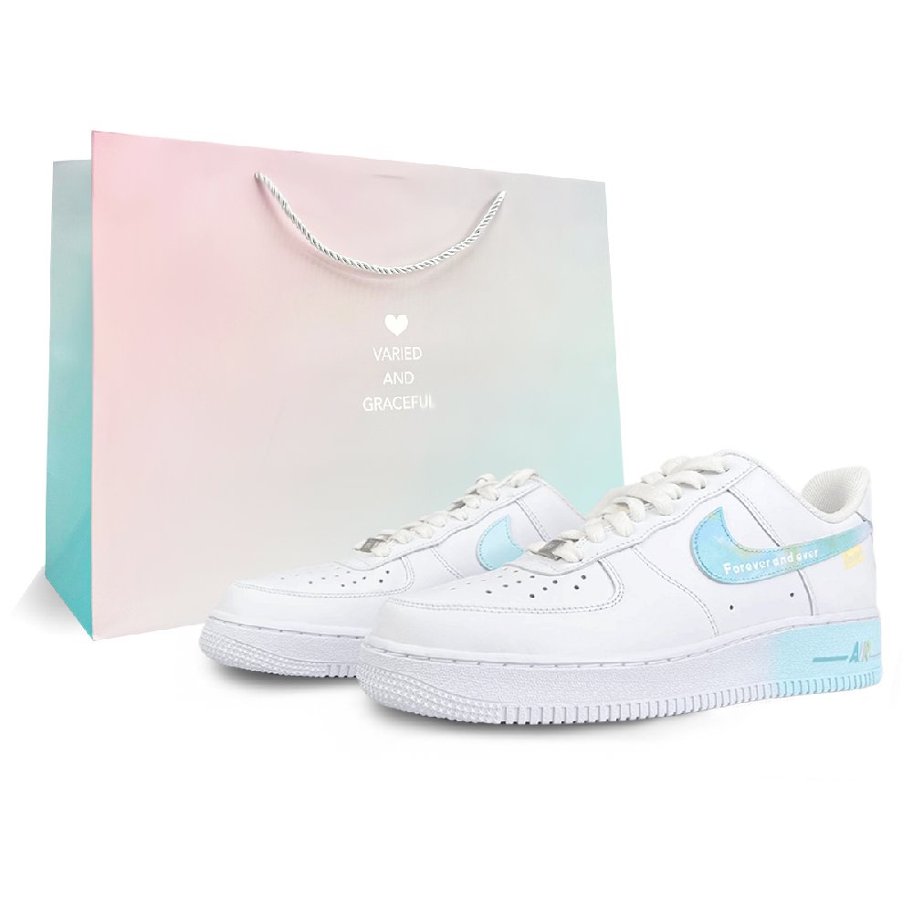 Nike Air Force 1 Anti-Slip Wear-Resistant Low-Top Skateboard Shoes Men's Blue White