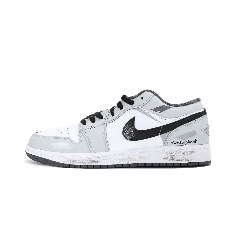 Jordan Air Jordan 1 Abrasion Resistant Low Top Vintage Basketball Shoes Unisex Light Gray