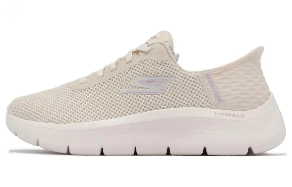 Skechers Go Walk Fle Hands Free Slip Ins Abrasion Resistant Breathable Low top Casual Shoes Women's Beige Yellow