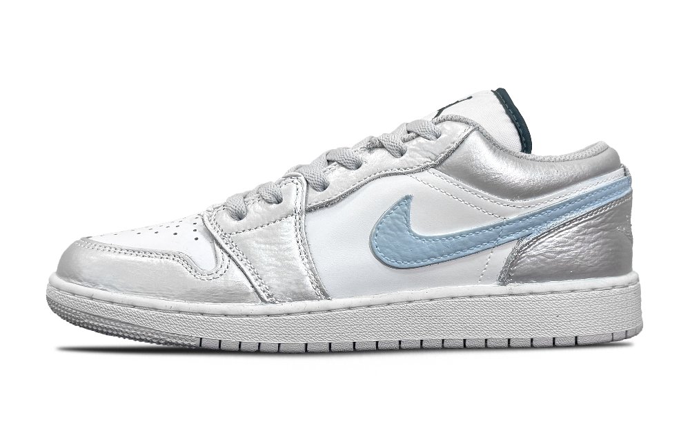 Jordan Air Jordan 1 Silver Wing Vast Sea Abrasion Resistant Low Top Vintage Basketball Shoes Unisex Silver