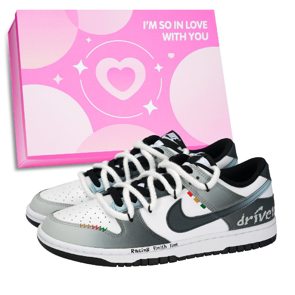 Nike Dunk Finish Line Anti Slip Wear Resistant Low Top Skateboard Shoes Unisex Black Gray