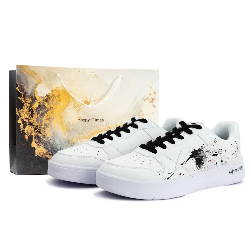 LiNing Pontoon Boats Lightweight And Breathable Low top Skateboard Shoes Men's Ink wash
