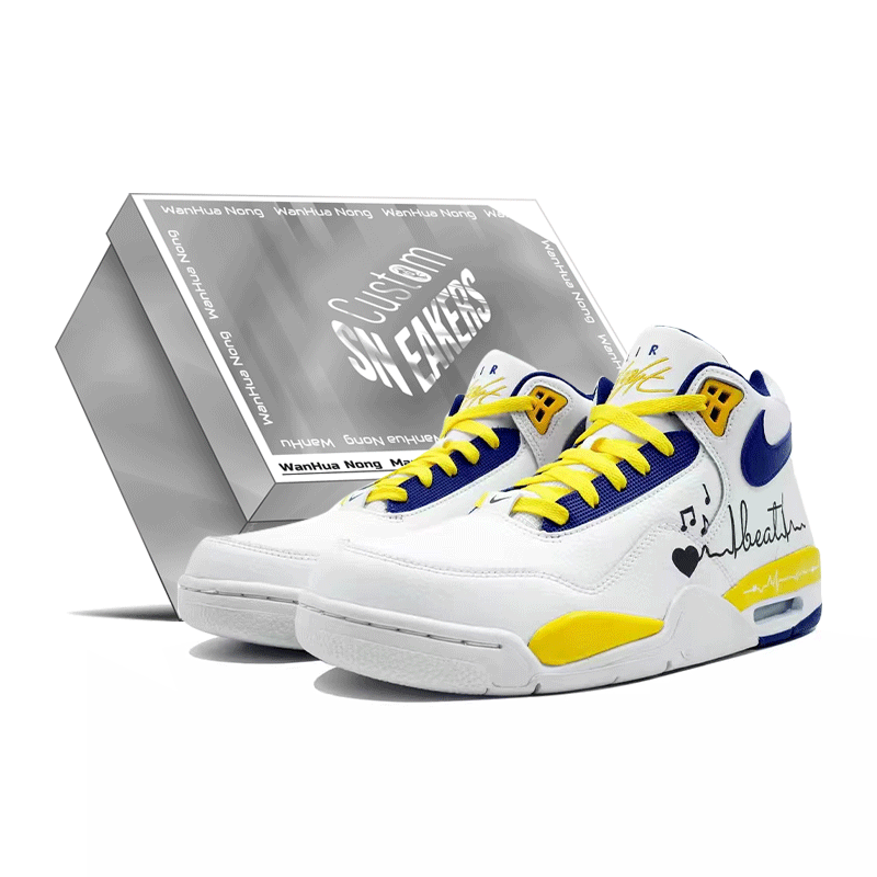 Nike Flight Legacy Vintage Basketball Shoes Men Mid Top Yellow