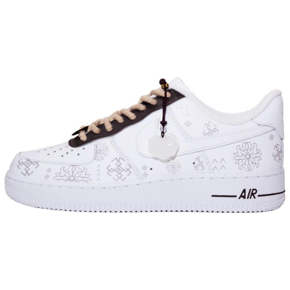 Nike Air Force 1 Coverage Cushioning Wear-Resistant Balance Low-Top Skateboard Shoes Women's White Brown
