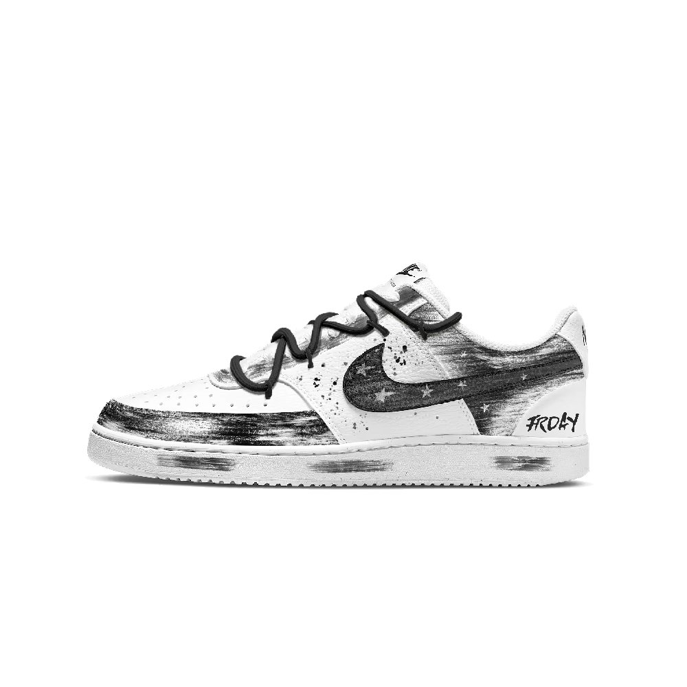 Nike Court Vision 1 Shadow Knight Abrasion Resistant Low top Skateboard Shoes Men's Black White