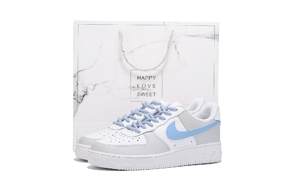 Nike Air Force 1 Anti Slip Wear Resistant Low Top Skateboard Shoes Unisex Gray White