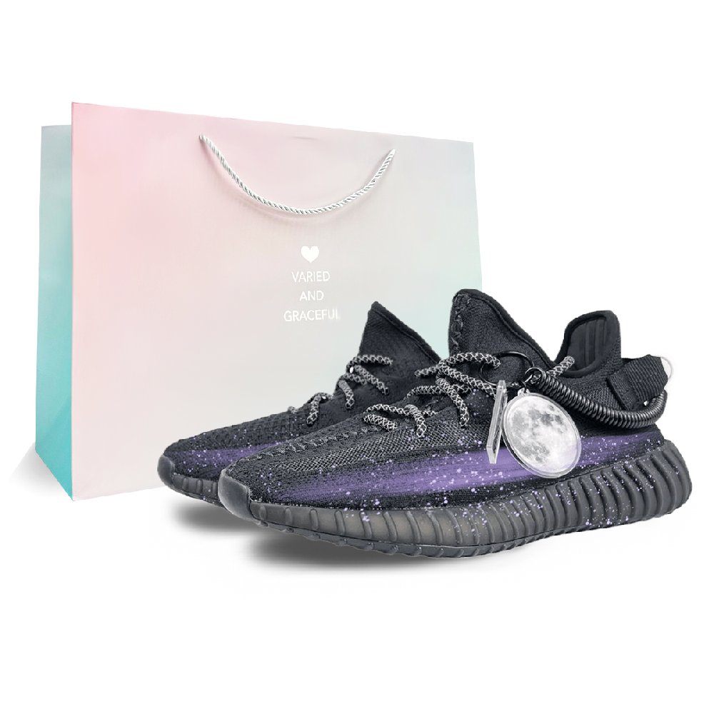 Adidas Originals Yeezy Boost 350 Anti-Slip And Wear-Resistant Lightweight Low-Top Casual Shoes Unisex Smoky Purple Gray